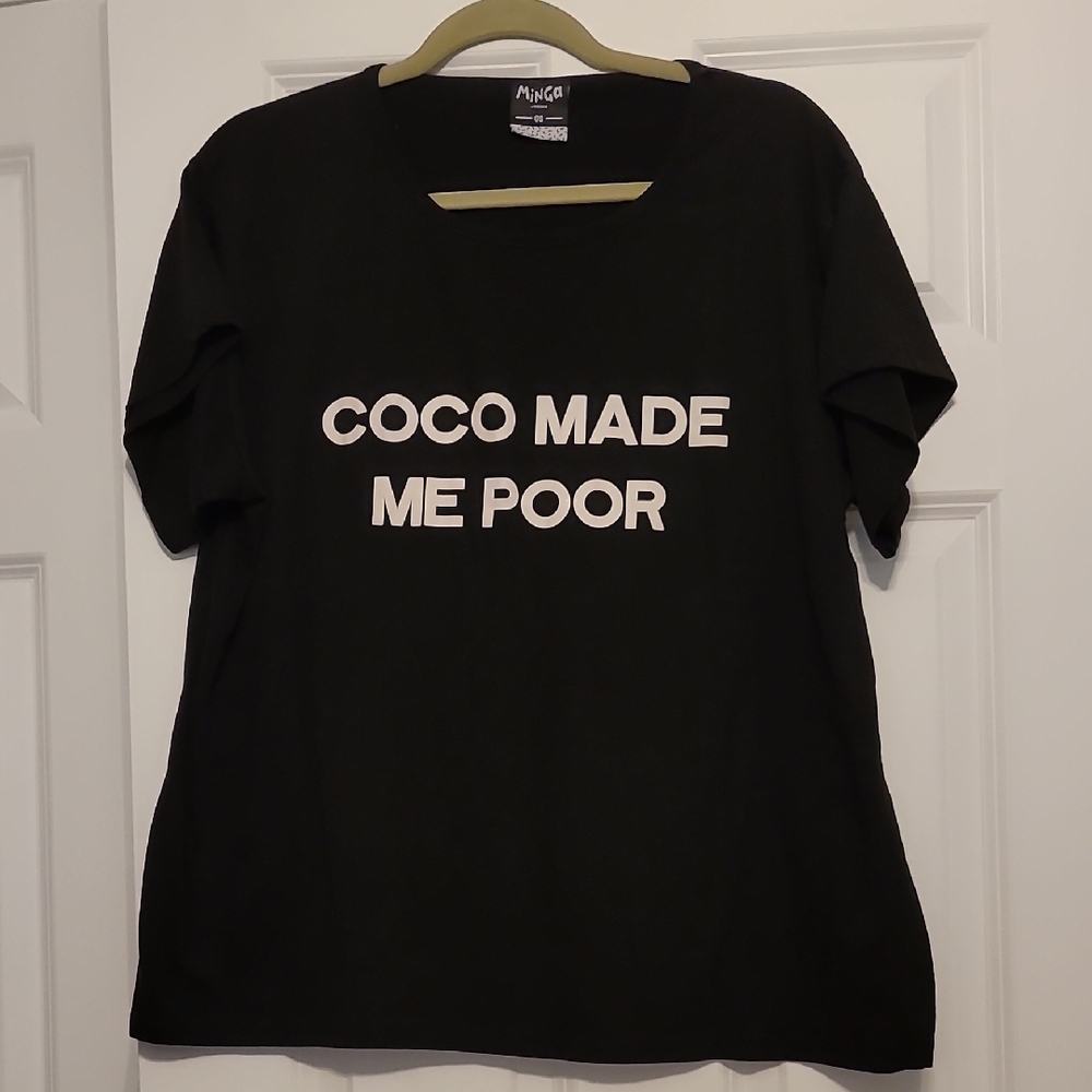 Black Graphic T-Shirt with White Text